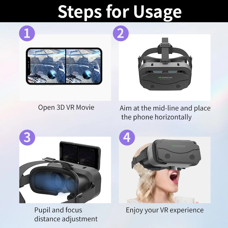 Ochelari mobili 3D VR digitali, potriviti pentru TV, filme si jocuri video .Compatibili cu iOS, Android .Dimensuni suportate: De la 4 la 7,7 inch.