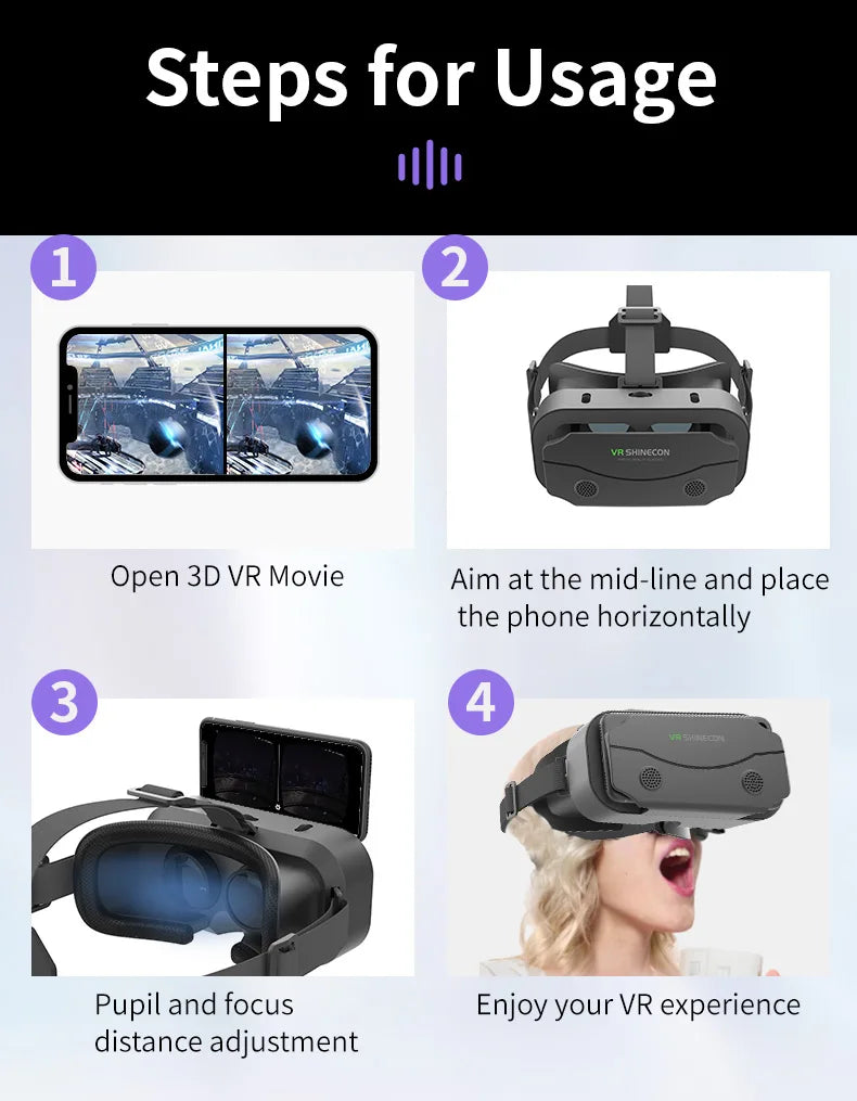 Ochelari mobili 3D VR digitali, potriviti pentru TV, filme si jocuri video .Compatibili cu iOS, Android .Dimensuni suportate: De la 4 la 7,7 inch.