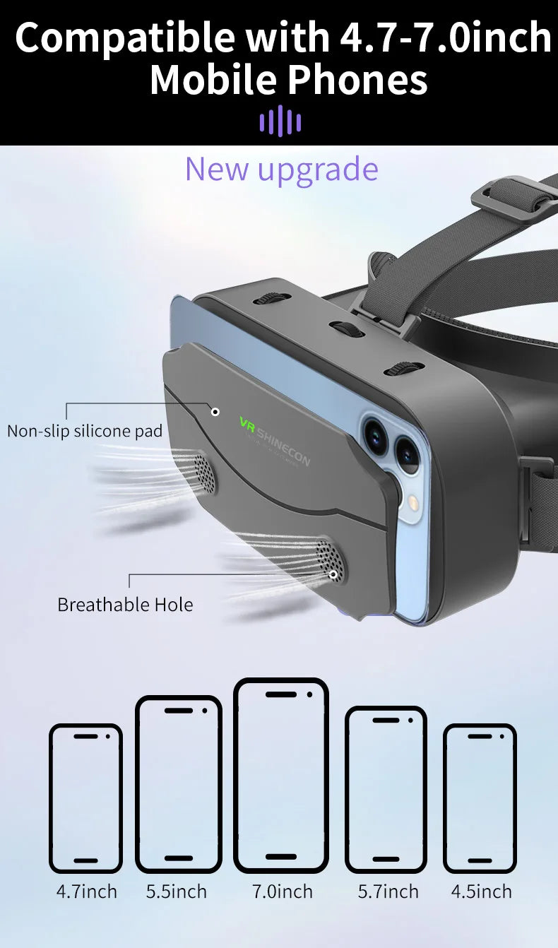 Ochelari mobili 3D VR digitali, potriviti pentru TV, filme si jocuri video .Compatibili cu iOS, Android .Dimensuni suportate: De la 4 la 7,7 inch.